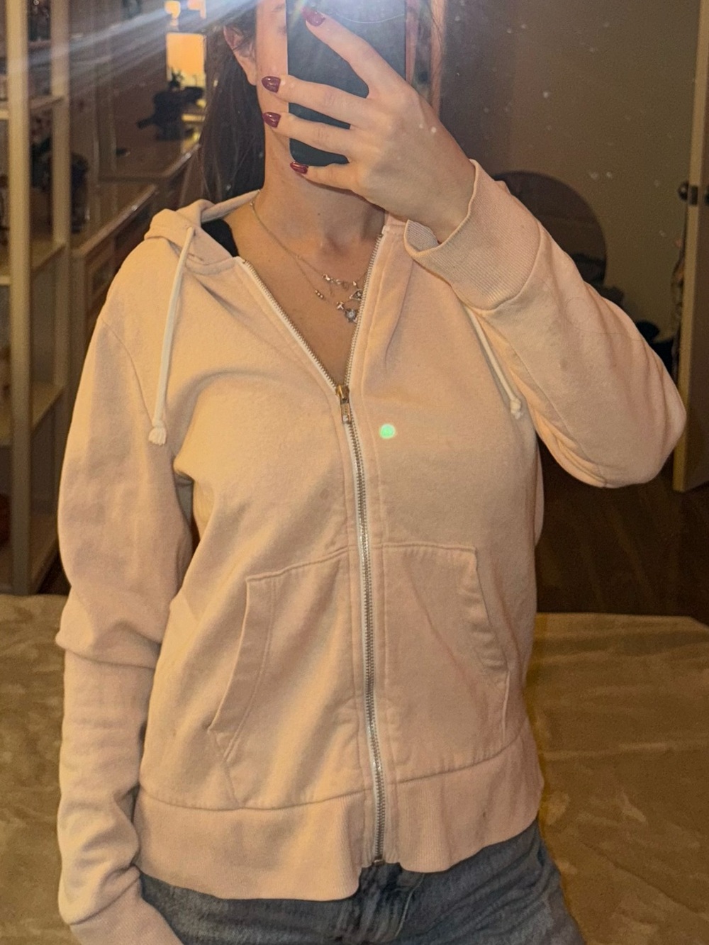 Light Pink Zip-Up Hoodie Jacket
